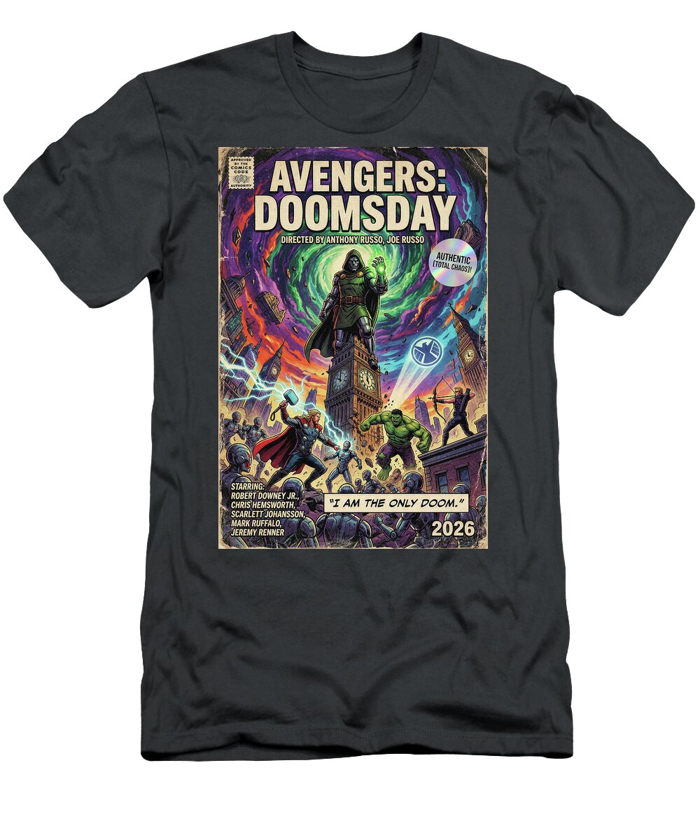 Avengers Doomsday Comic Cover Style Minimal Movie Poster Retro Film Poster Vintage 2026 Sampadart Gallery T-Shirt