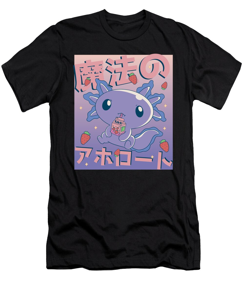 Axolotl Strawberry Milkshake Aesthetic Japan Fuzius T-Shirt