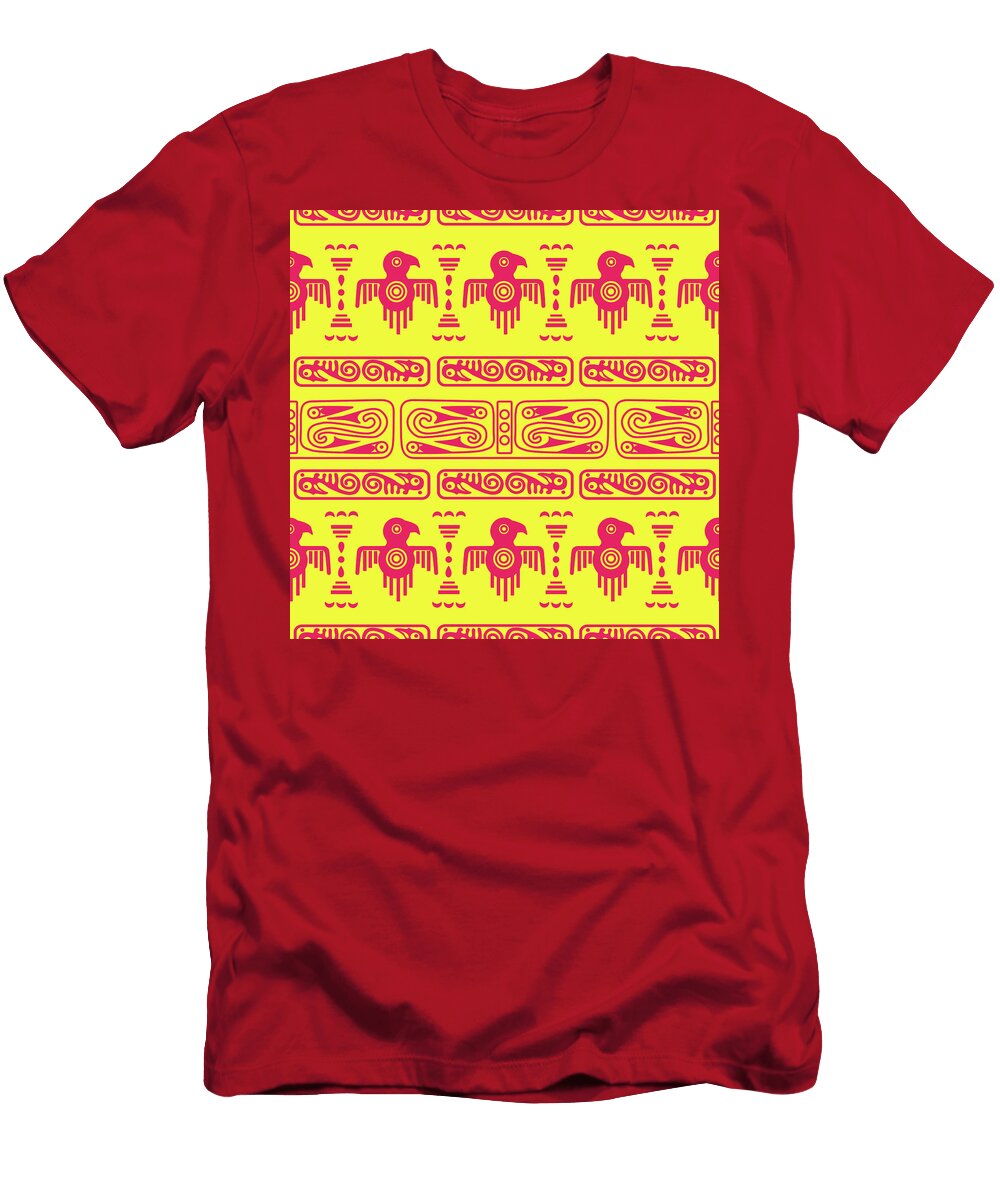 Aztec Geometric Background with Fantastic Birds Julien T-Shirt