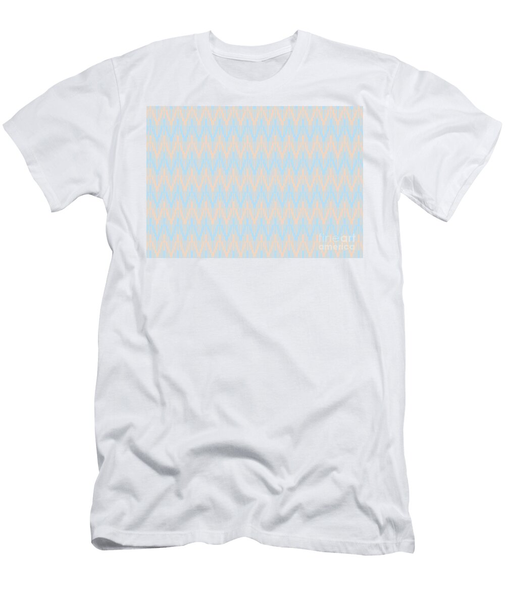 Baby Blue and Peach Chevron Ripple Pattern Petite Patterns T-Shirt