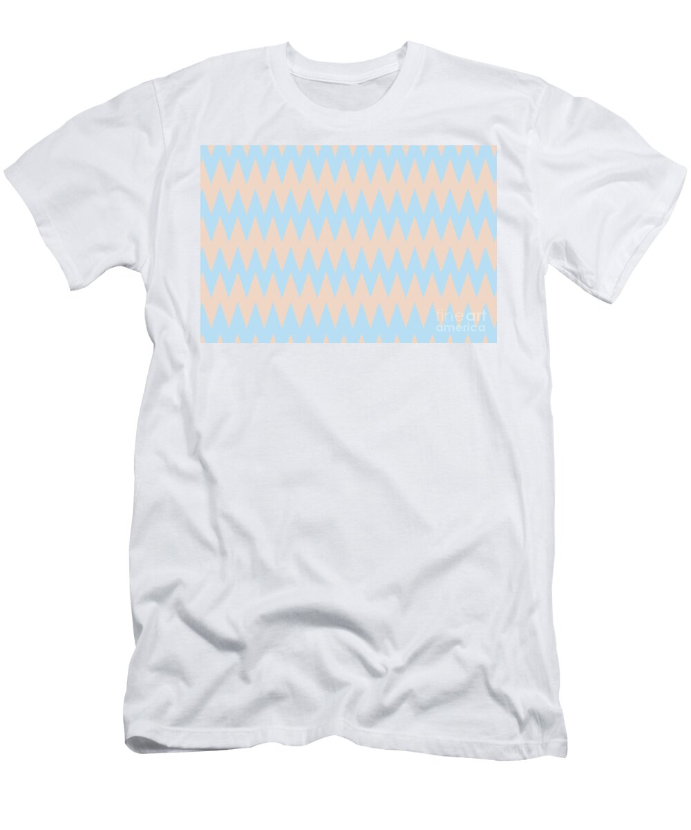 Baby Blue and Peach Zigzag Rippled Stripe Pattern Petite Patterns T-Shirt