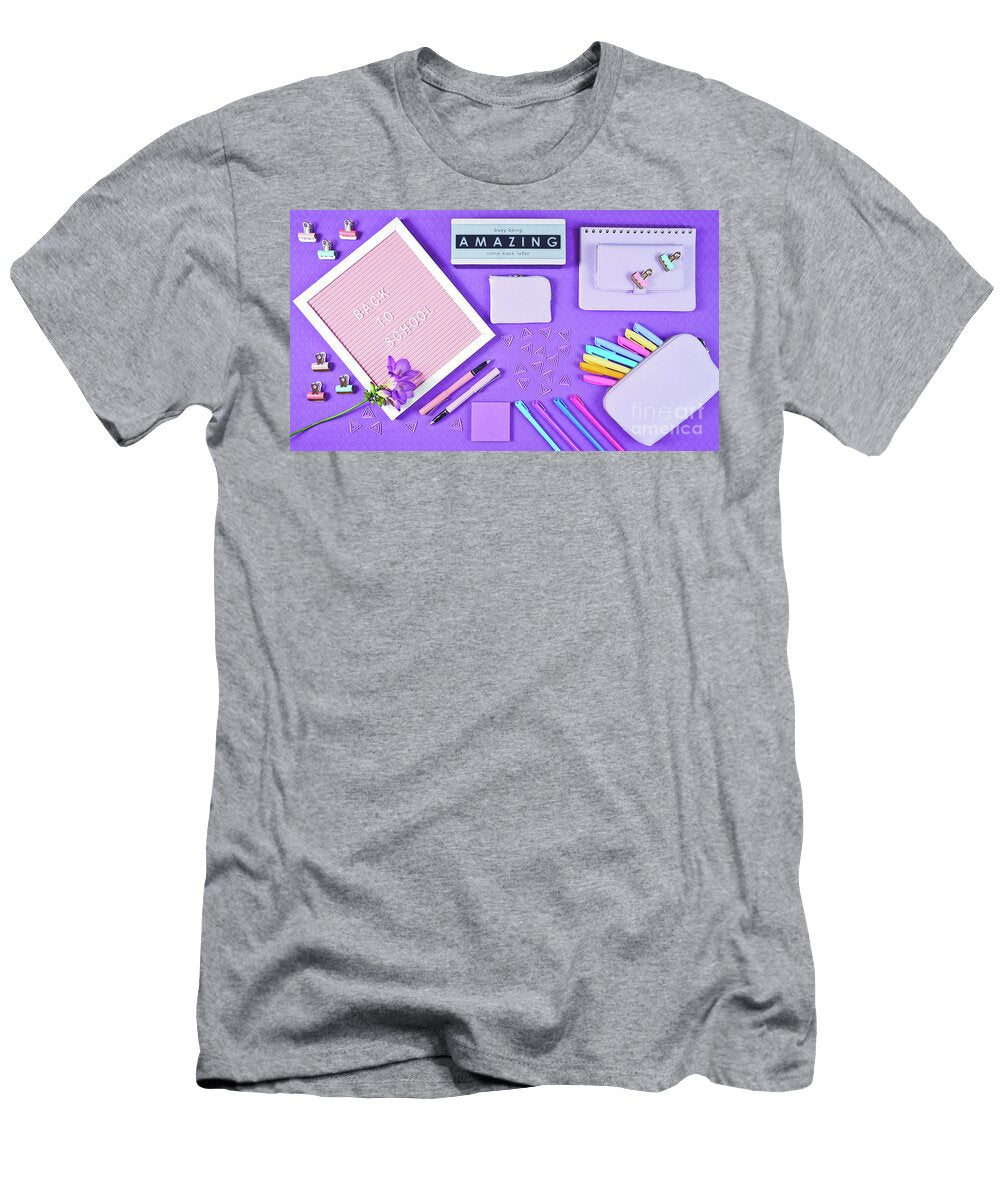 Back to School Purple Teens Theme Concept Flat Lay Milleflore Images T-Shirt