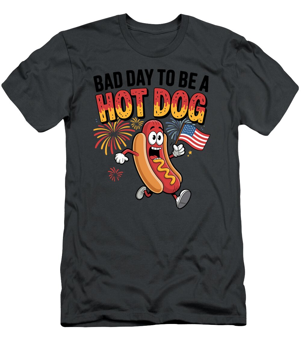 Bad Day to Be a Hot Dog Funny 4th of July Hotdog Studi Alex T-Shirt