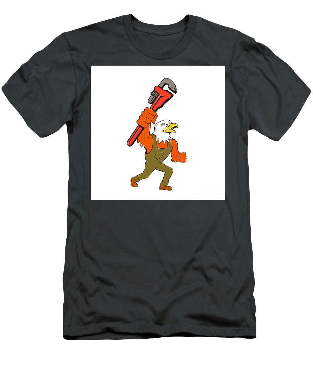 Bald Eagle Plumber Monkey Wrench Cartoon Aloysius Patrimonio T-Shirt