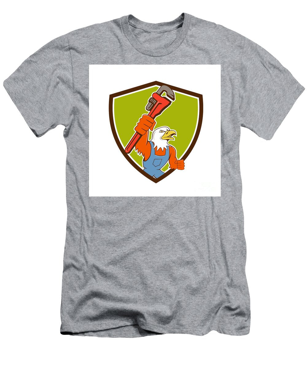 Bald Eagle Plumber Monkey Wrench Crest Cartoon Aloysius Patrimonio T-Shirt
