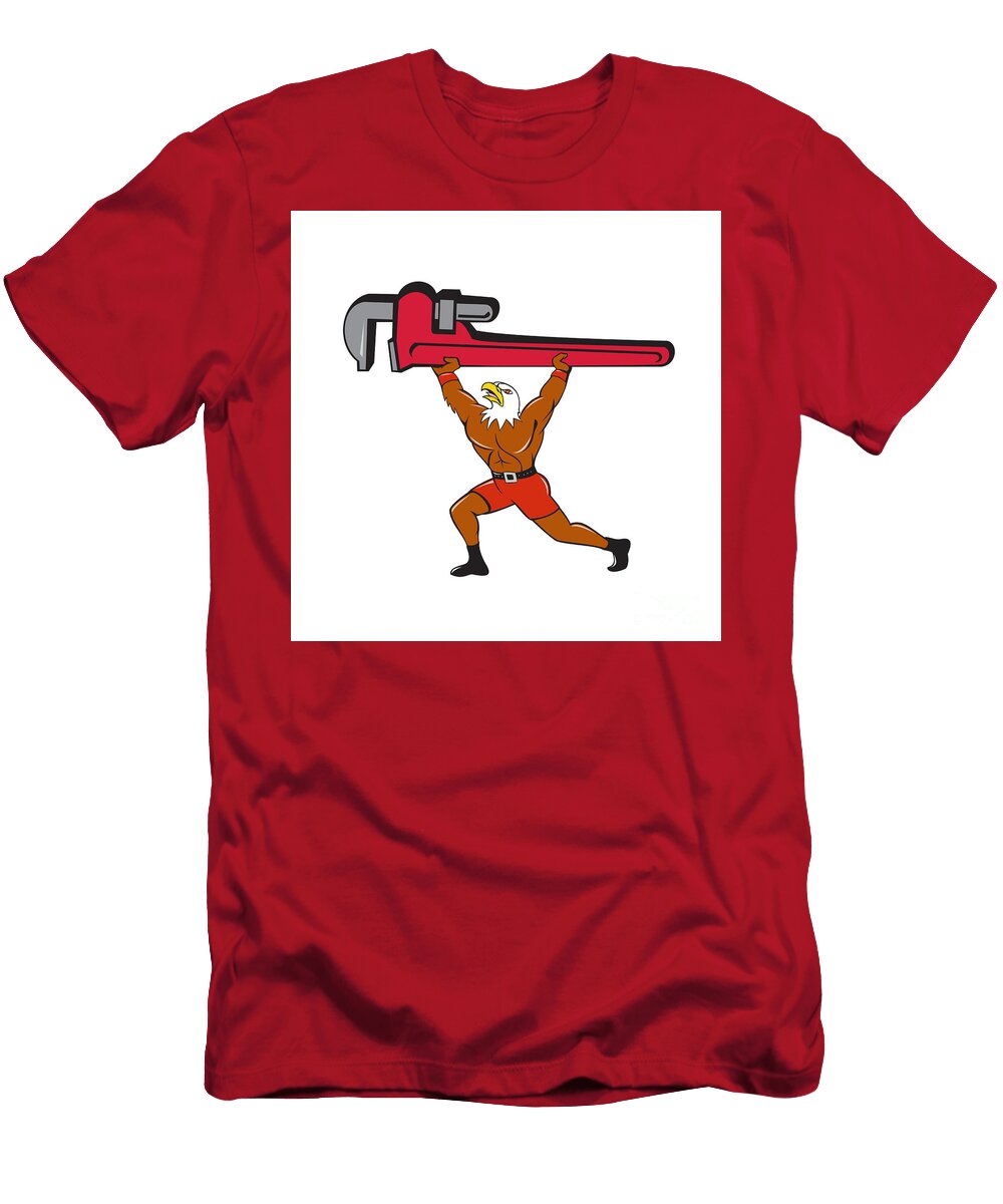 Bald Eagle Plumber Monkey Wrench Isolated Cartoon Aloysius Patrimonio T-Shirt