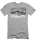 Banff Sunshine Snowy Mountain Peaks Black and White Adam Jewell T-Shirt