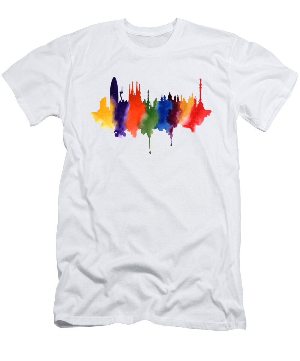 Barcelona Spain Skyline DJ Rogers T-Shirt