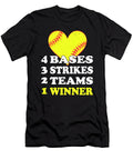 Baseball Heart 4 Bases 3 Strikes 2 Teams 1 Winner Jacob Zelazny T-Shirt