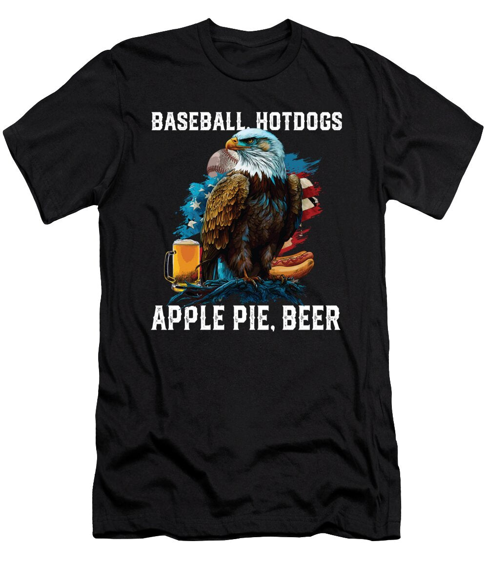 Baseball Hotdogs Apple Pie Beer Drinker Patriotic American Maximus Designs T-Shirt