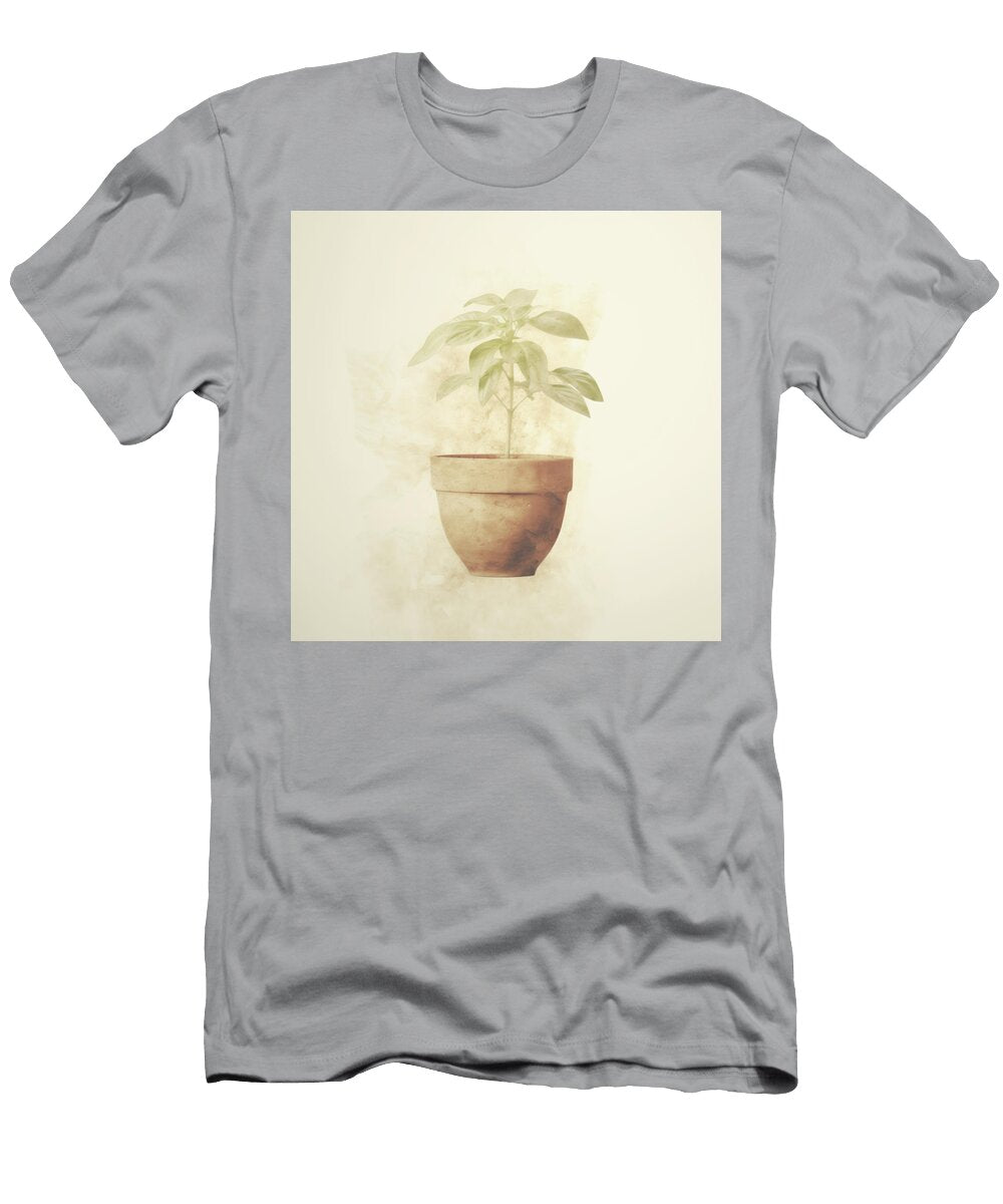 Basil Plant in Red Clay Pot Yo Pedro T-Shirt