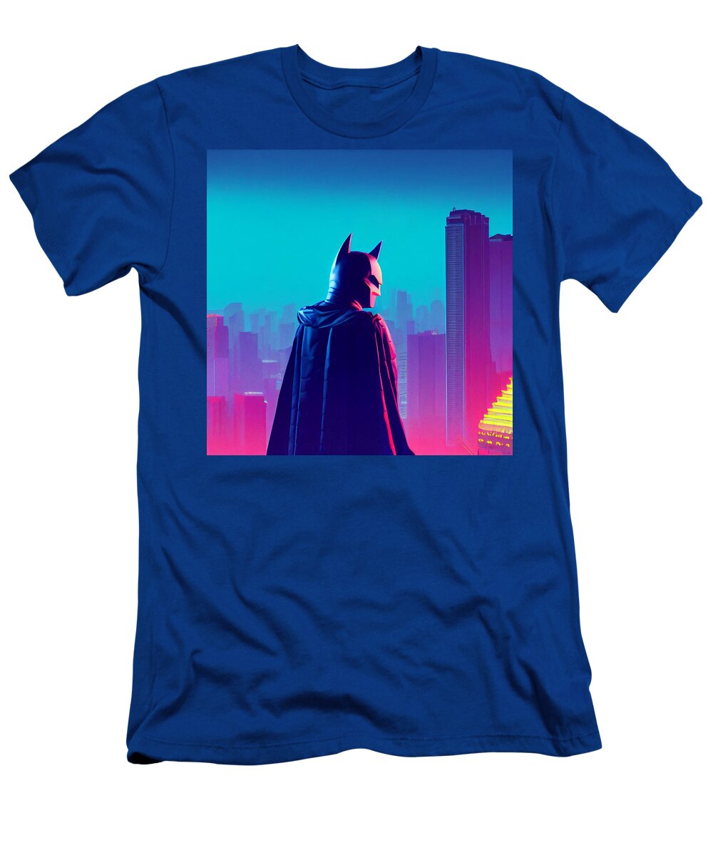 Batman Synthwave Colors Stranger Things Mike Winkelm C508c18d 6f10 4338 B17f 193b0fcf4463 Motionage Designs T-Shirt