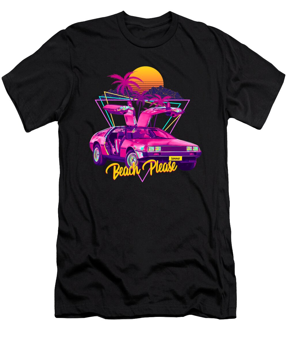 Beach Please Futuristic Car Retro Sunset Synthwave Dhbubble T-Shirt