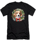Beagle Christmas Puppy Winter Dog Wreath Red Bow Heidi Joyce T-Shirt