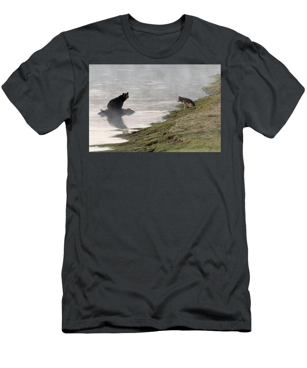Bear and Wolf Face Off By River Julie Argyle T-Shirt