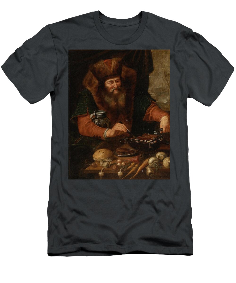 Bearded Man Cooking Sausages Artus Wolfaerts Flemish T-Shirt