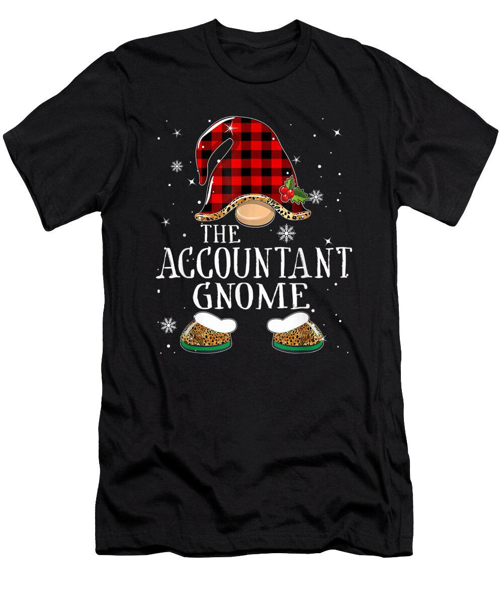 Beautiful Accountant Gnome Buffalo Plaid Matching Family Christmas Retro Vintage Ezone Prints T-Shirt
