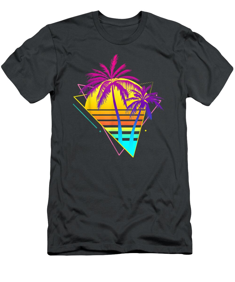 Beautiful Retro 80s 90s Vaporwave Tropicalunset Palm Trees Atlas Jayana T-Shirt