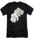 Beautiful White Orchids on Black Gill Billington T-Shirt