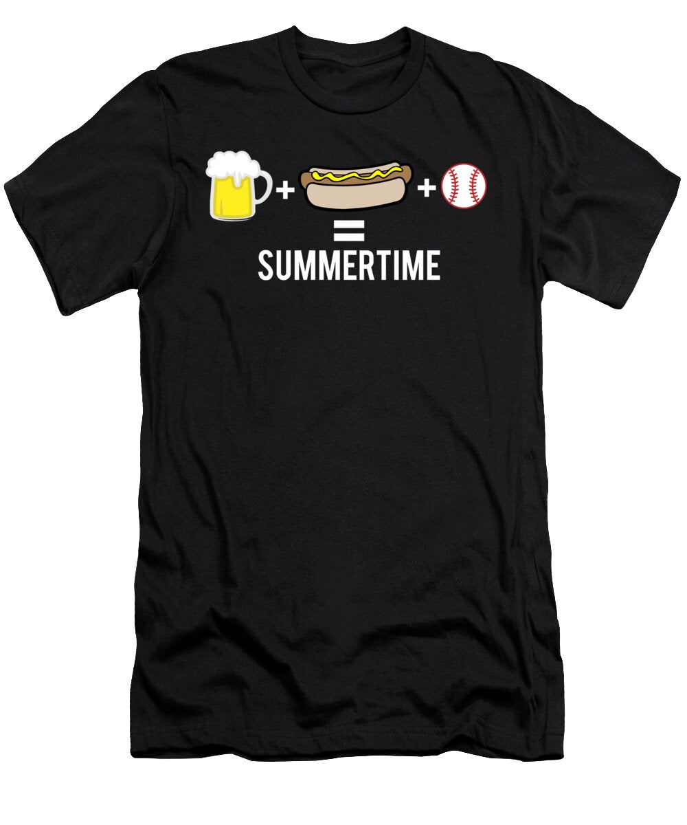 Beer Plus Hotdogs Plus Baseball Equals Summertime Jacob Zelazny T-Shirt