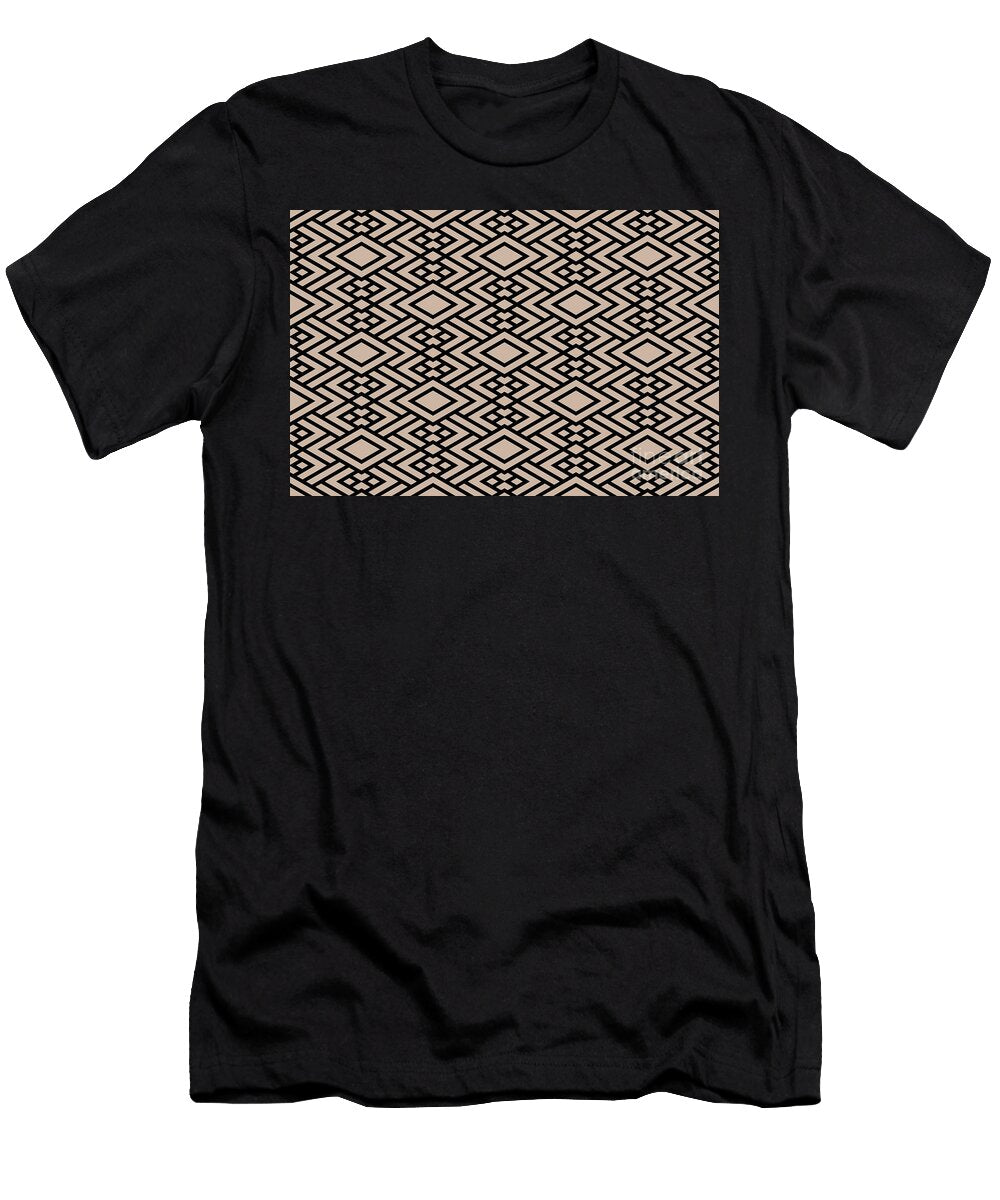 Beige and Black Art Deco Diamond Pattern Petite Pattern Minimal Graphic Designs T-Shirt