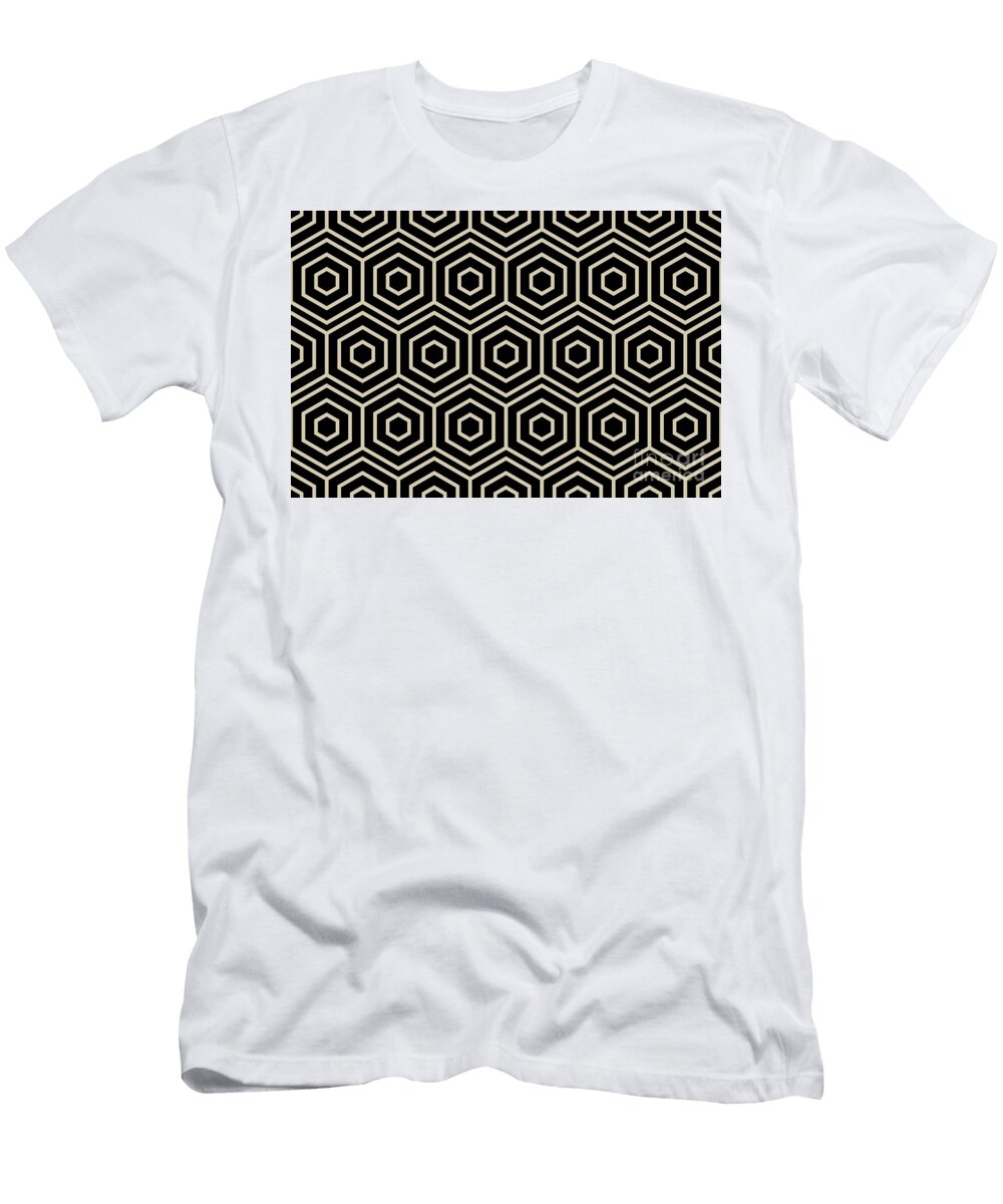 Beige and Black Geometric Line Shape Pattern Petite Pattern Minimal Graphic Designs T-Shirt