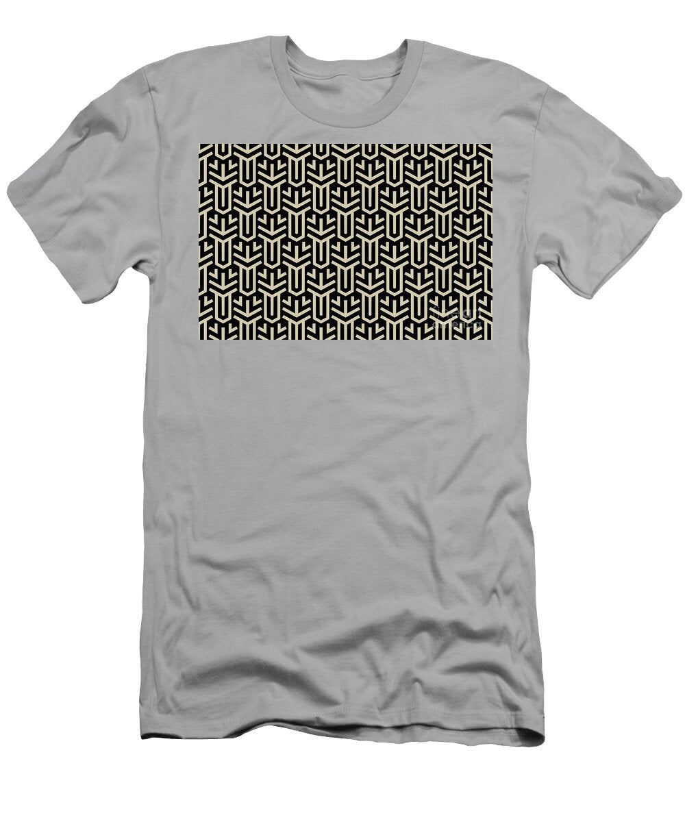 Beige and Black Geometric Shape Tile Pattern Petite Pattern Minimal Graphic Designs T-Shirt