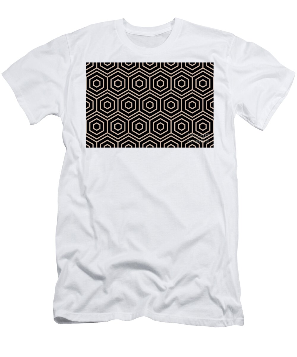 Beige and Black Minimal Geometric Shape Pattern Petite Pattern Minimal Graphic Designs T-Shirt