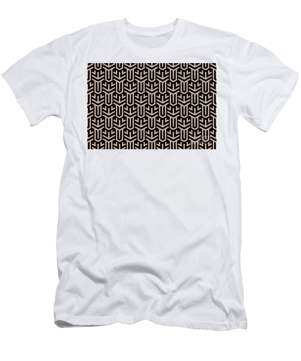 Beige and Black Minimal Shape Tile Pattern Petite Pattern Minimal Graphic Designs T-Shirt