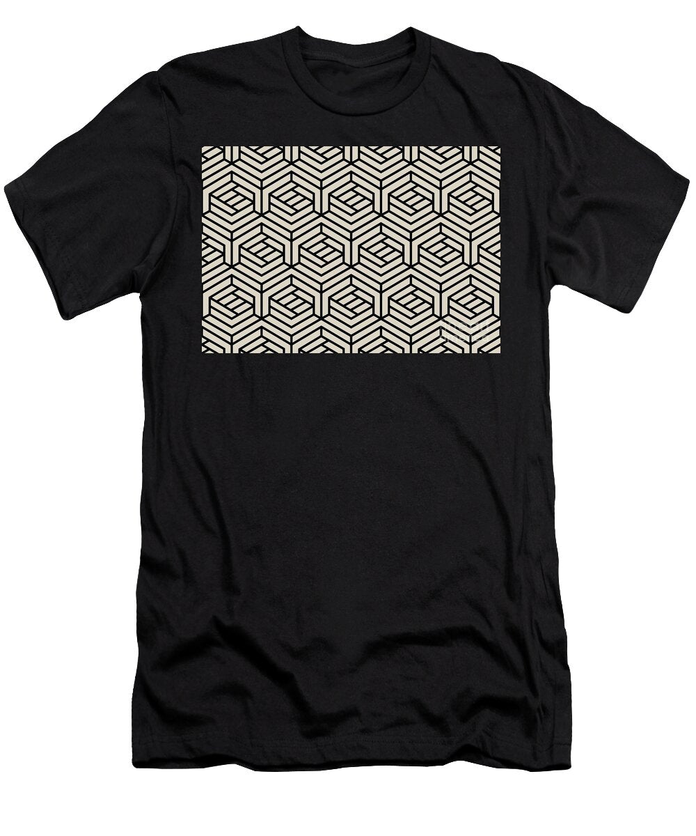 Beige and Black Modern Cube Shape Pattern Petite Pattern Minimal Graphic Designs T-Shirt