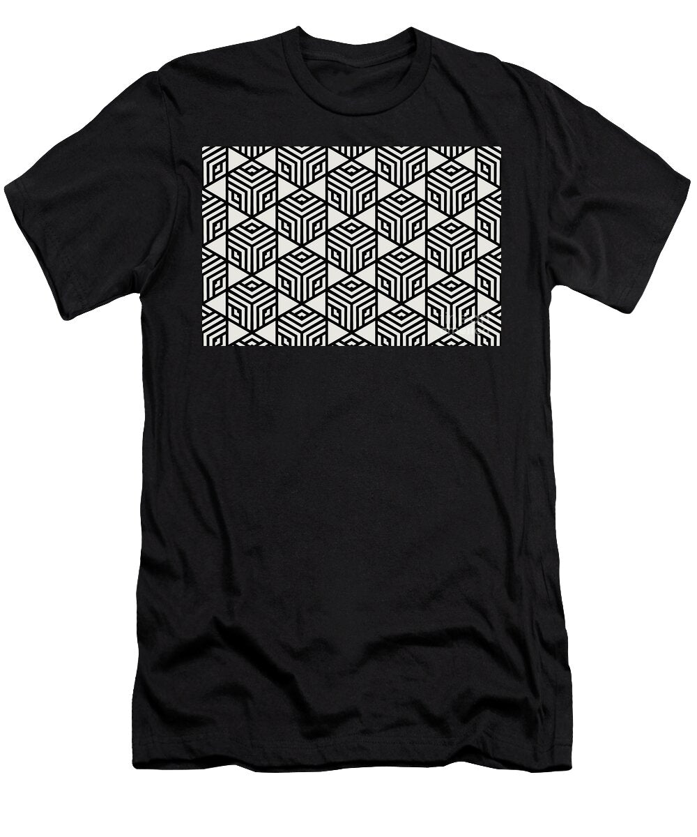 Beige and Black Modern Stripe Cube Tile Pattern Petite Pattern Minimal Graphic Designs T-Shirt