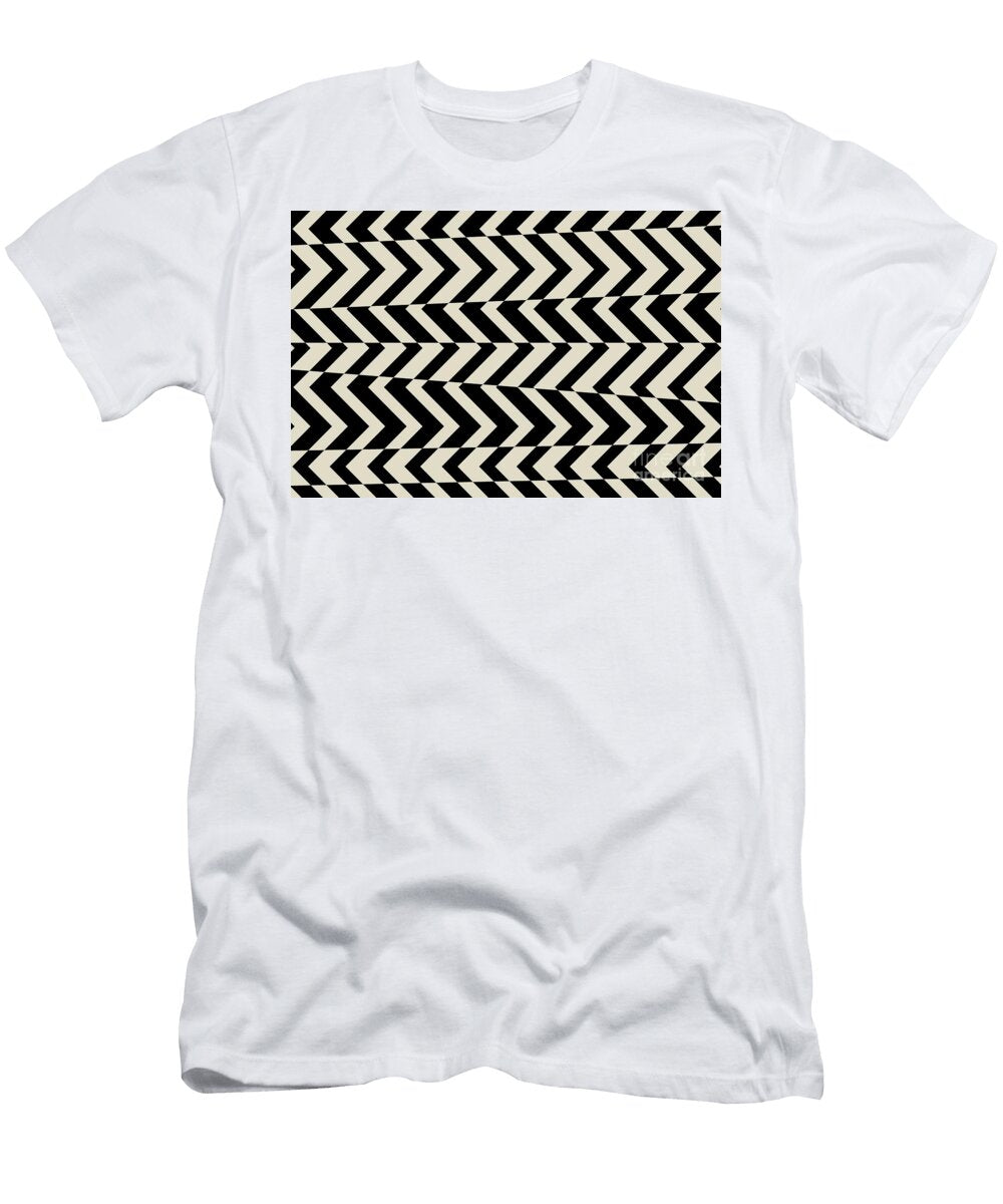 Beige and Black Retro Chevron Stripe Pattern Petite Pattern Minimal Graphic Designs T-Shirt