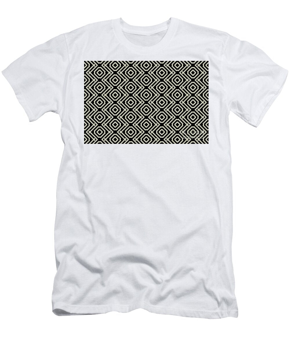 Beige and Black Vertical Stripe Diamond Pattern Petite Pattern Minimal Graphic Designs T-Shirt