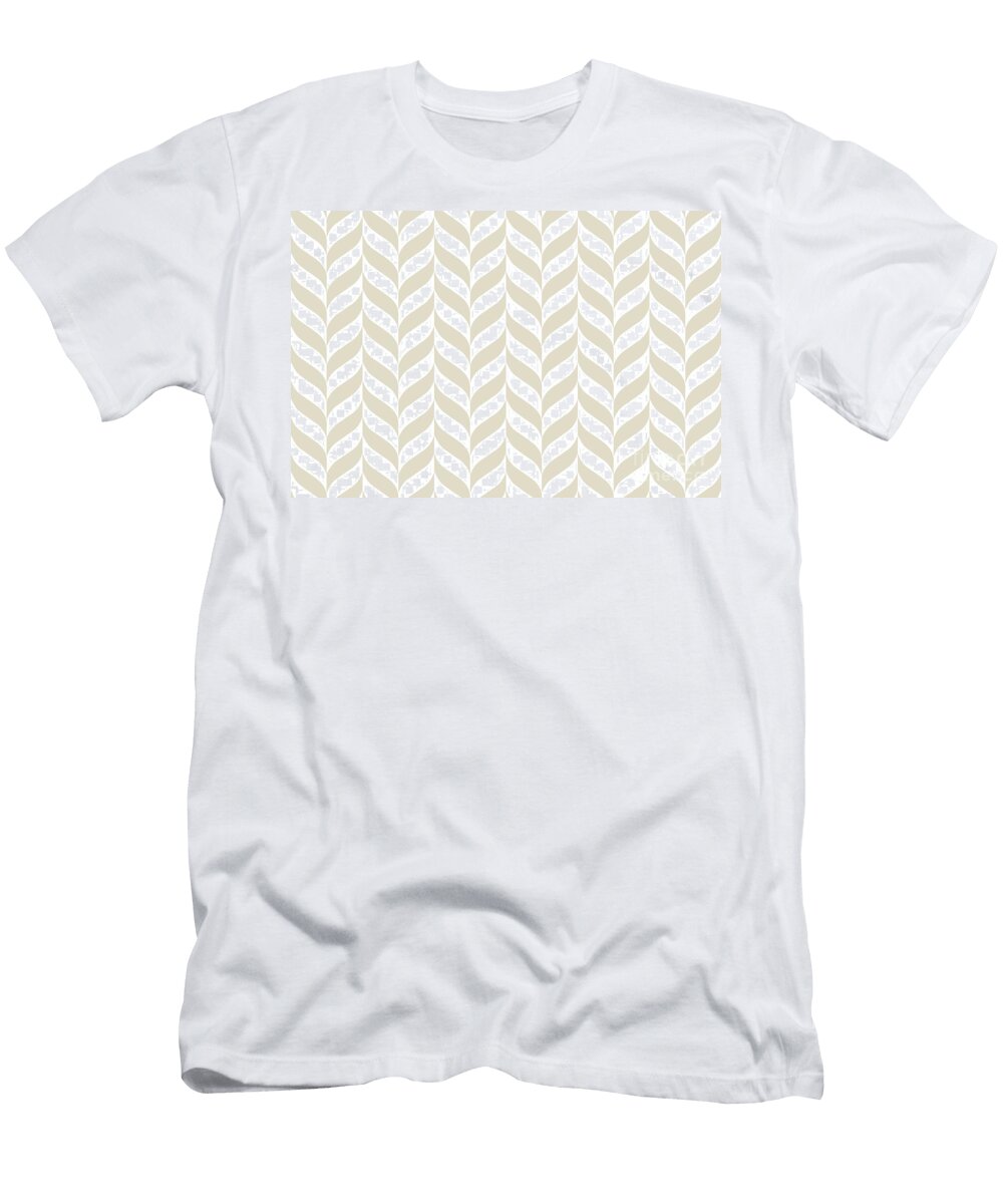 Beige and White Pretty Herringbone Pattern Petite Pattern Minimal Graphic Designs T-Shirt