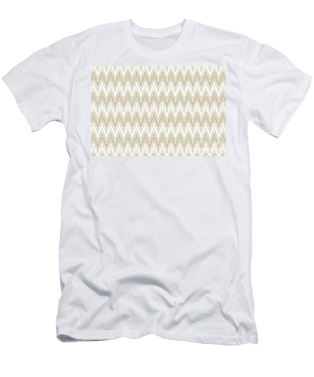 Beige and White Striped Chevron Ripple Pattern Petite Pattern Minimal Graphic Designs T-Shirt