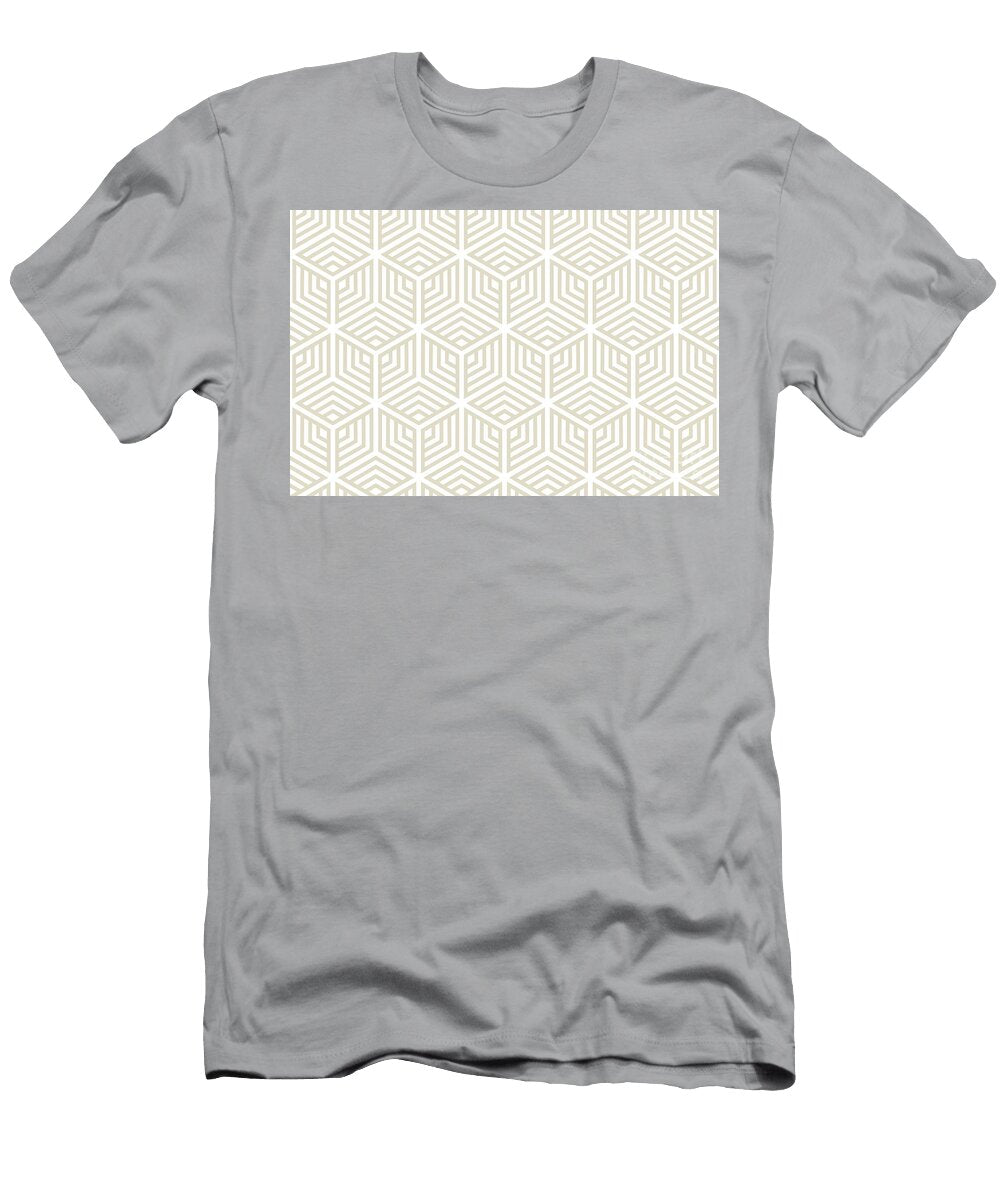 Beige and White Striped Cube Geometric Pattern Petite Pattern Minimal Graphic Designs T-Shirt