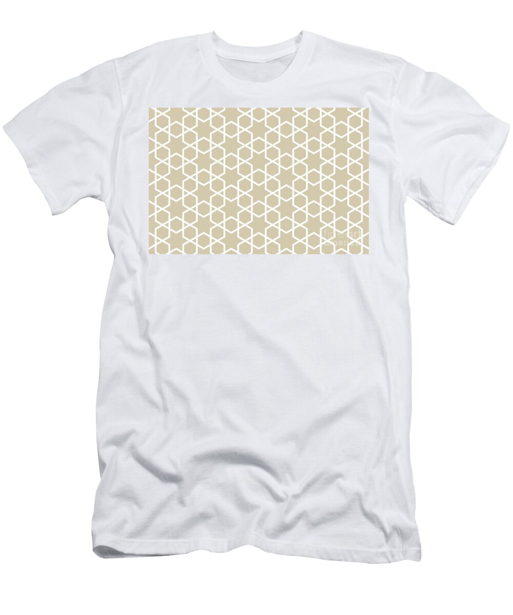 Beige and White Tessellation Line Pattern 14 Petite Pattern Minimal Graphic Designs T-Shirt