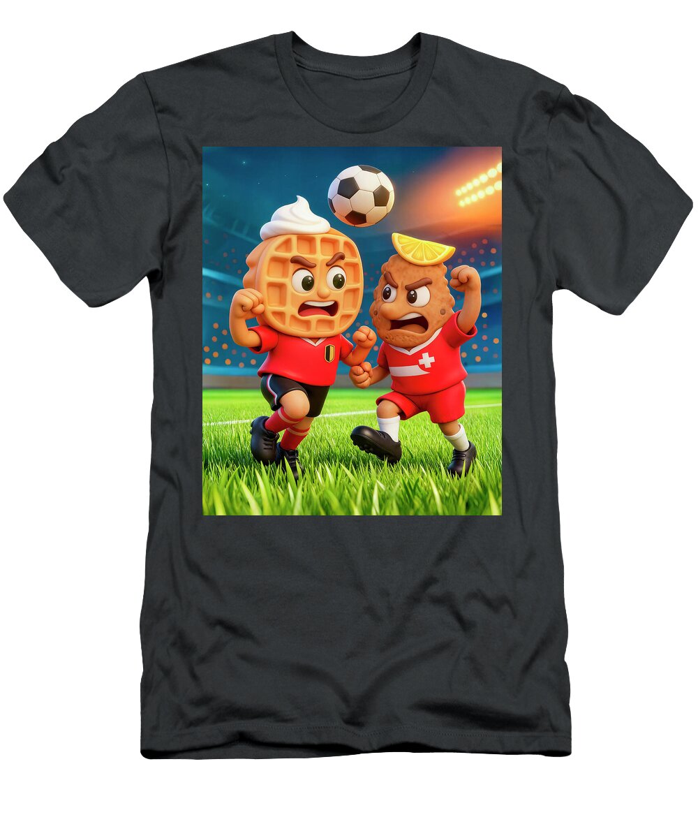 Belgian Waffle Versus Austrian Schnitzel Soccer Duel Art Momente T-Shirt