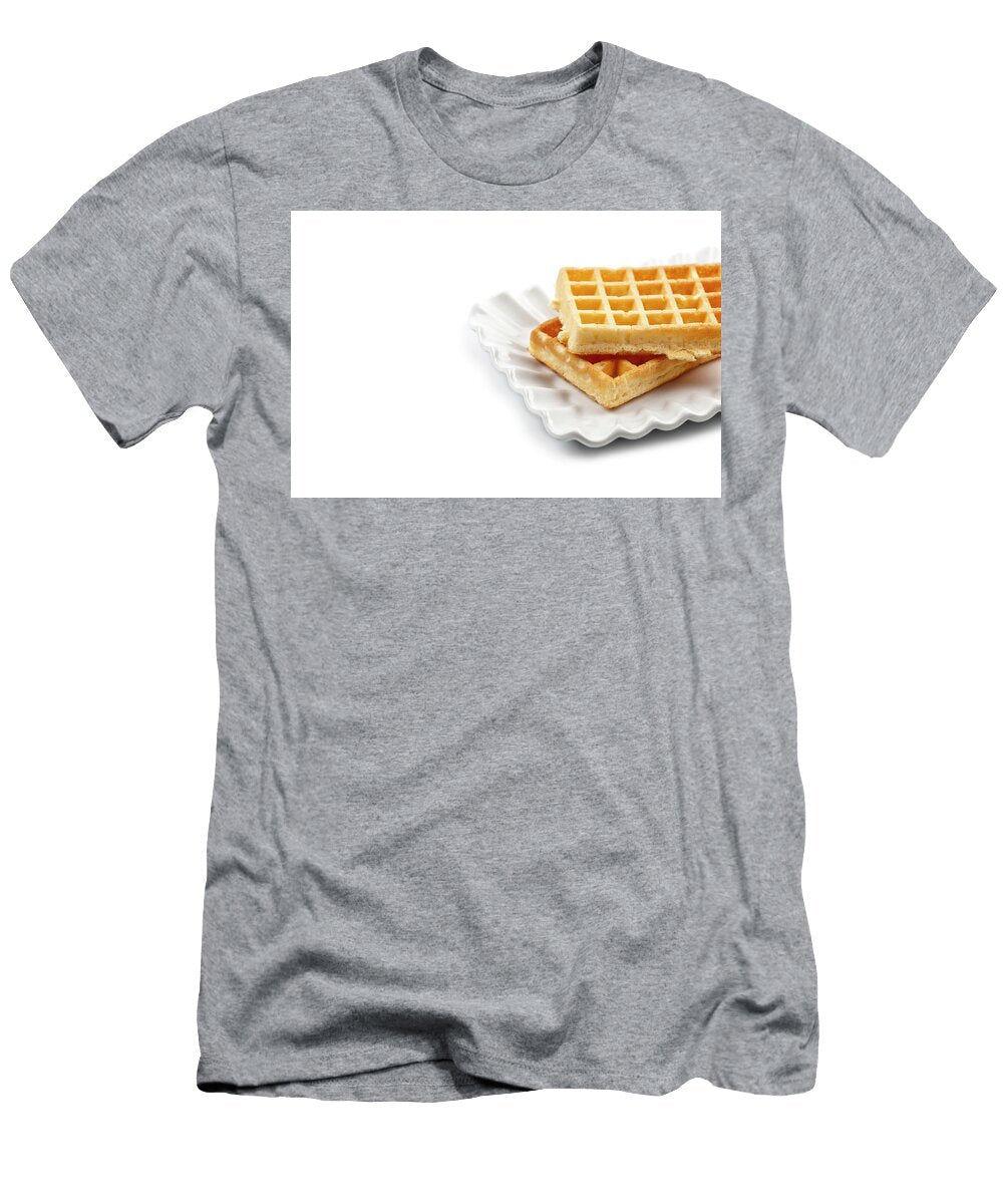 Belgium Waffers on White Ceramic Plate Isolated on White Backgro Liss Art Studio T-Shirt