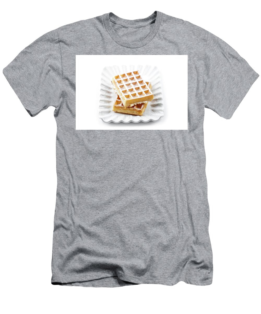 Belgium Waffers with Sugar Powder on Ceramic Plate Isolated on W Liss Art Studio T-Shirt