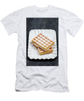 Belgium Waffers with Sugar Powder on Ceramic Plateon Black Board Liss Art Studio T-Shirt
