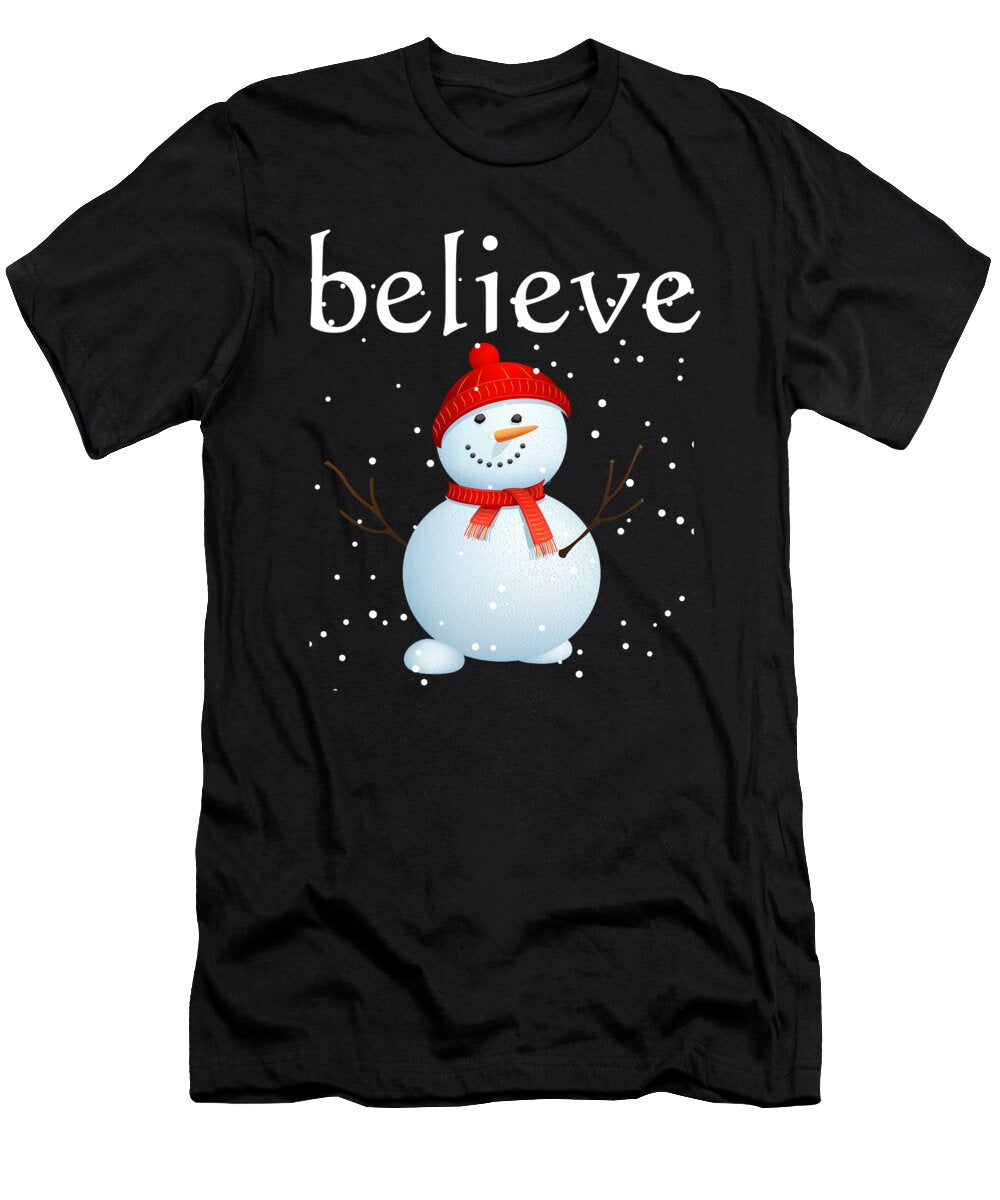 Believe Snowman Jacob Zelazny T-Shirt