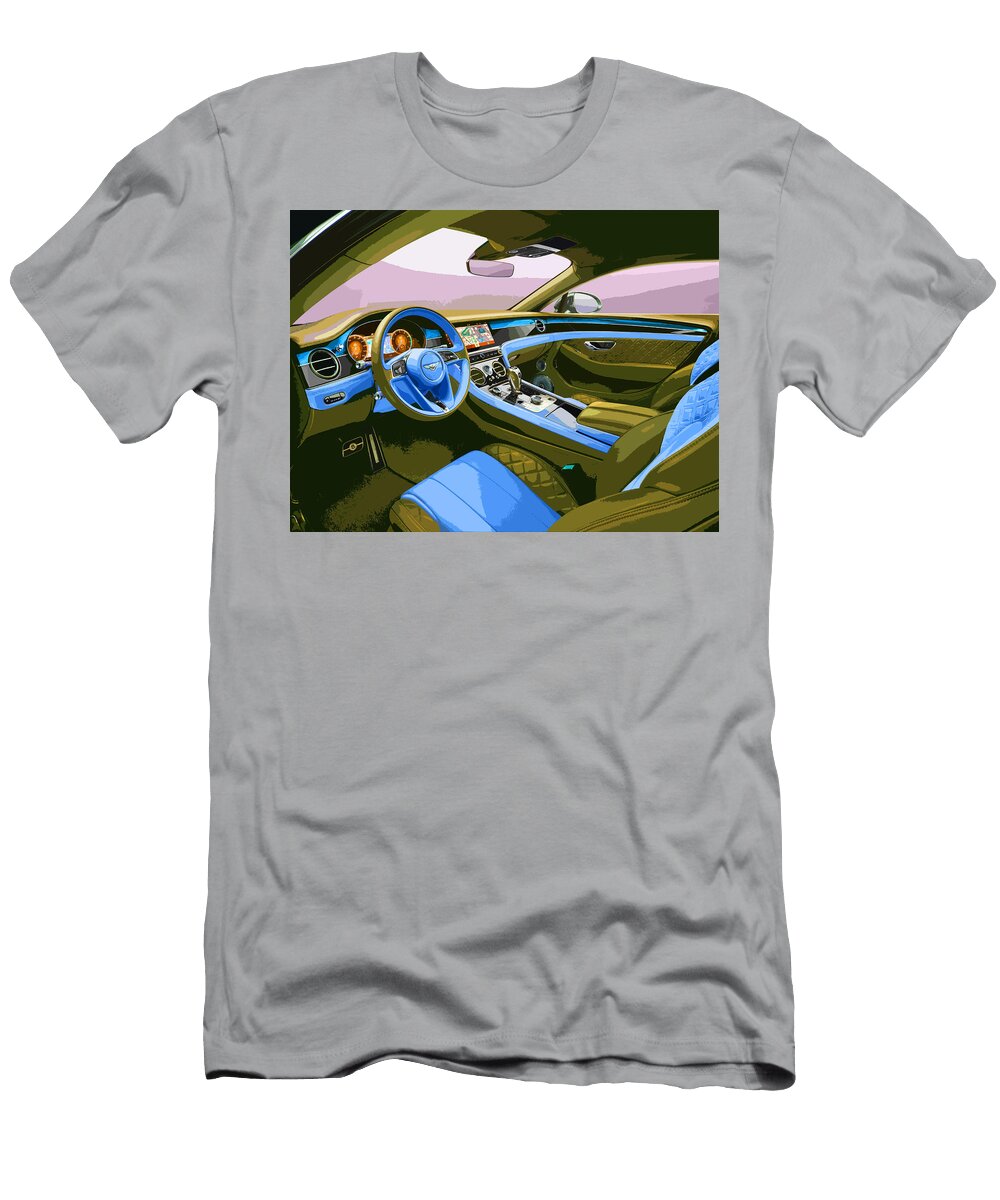 Bentley Continental Gt Interior Blue and Brown Thespeedart T-Shirt