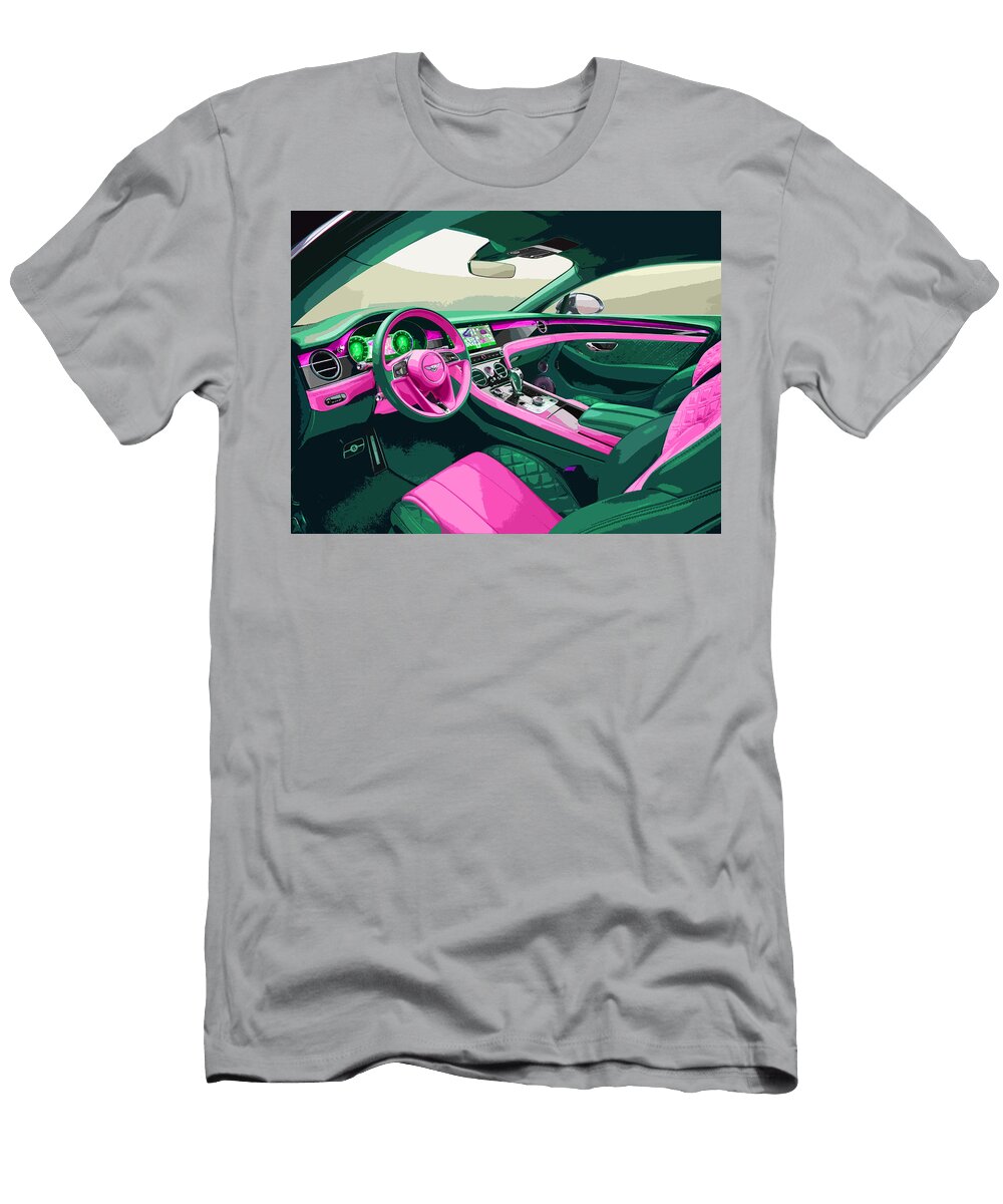 Bentley Continental Gt Interior Pink and Green Thespeedart T-Shirt