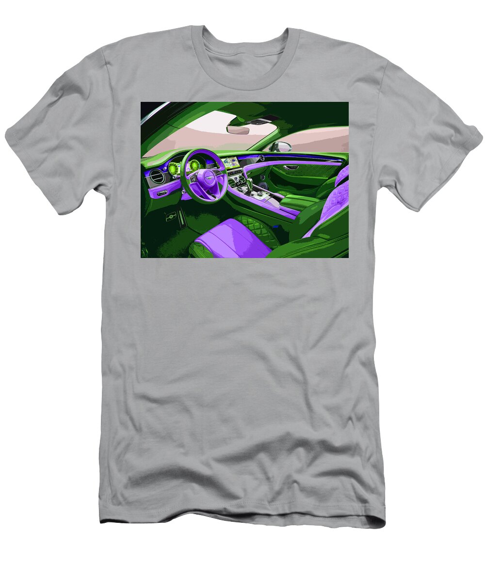 Bentley Continental Gt Interior Purple and Green Thespeedart T-Shirt