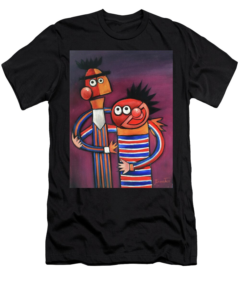 Bert and Ernie Are Two Muppets From Sesame Street in Picasso Cubism Style Sa254 Santos T-Shirt