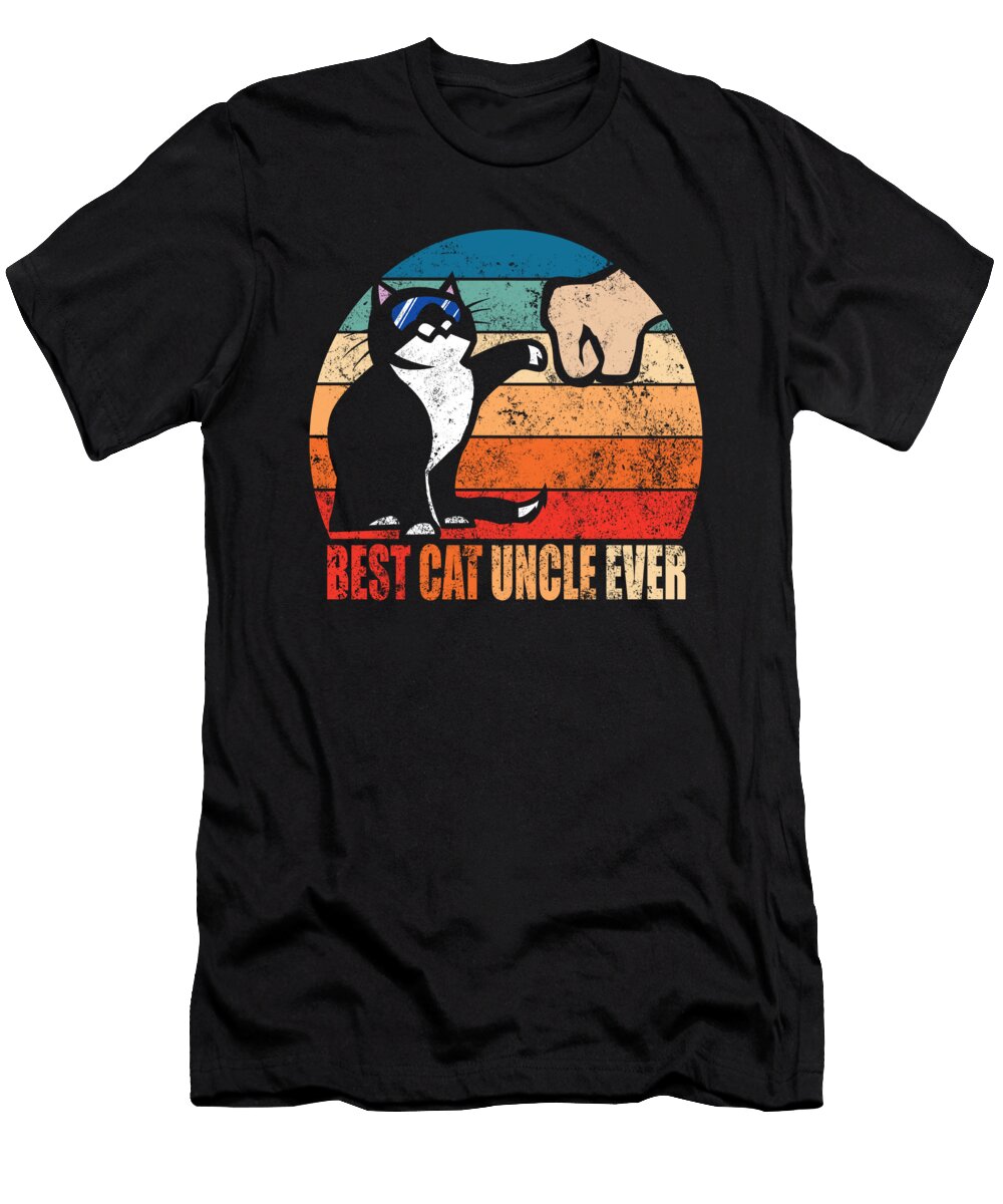 Best Cat Uncle Ever Funny Cat Sunglasses Fist Bump Retro Graphic Sel Mermaid T-Shirt
