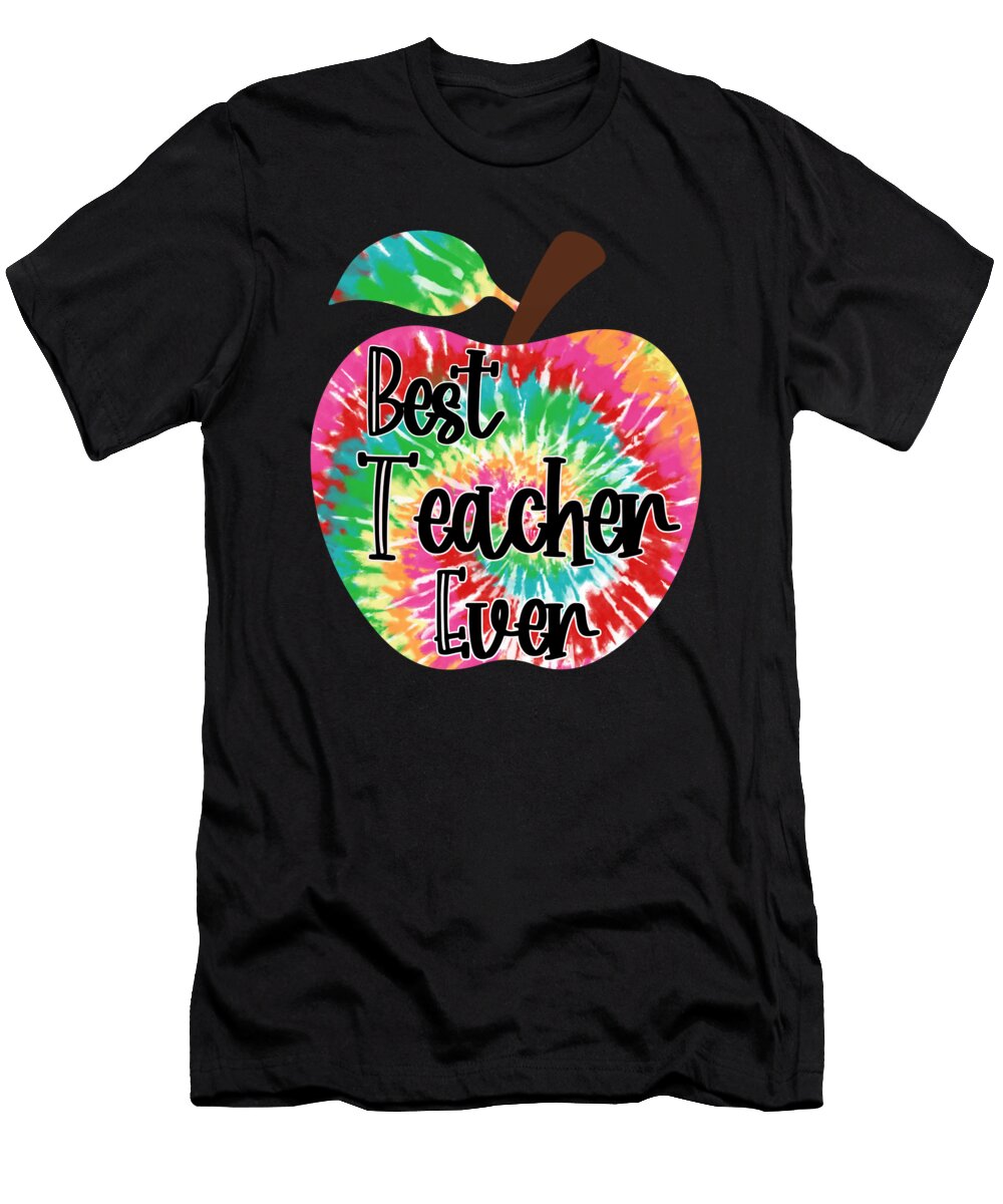 Best Teacher Ever Colorful Apple School Design Licensed Art T-Shirt