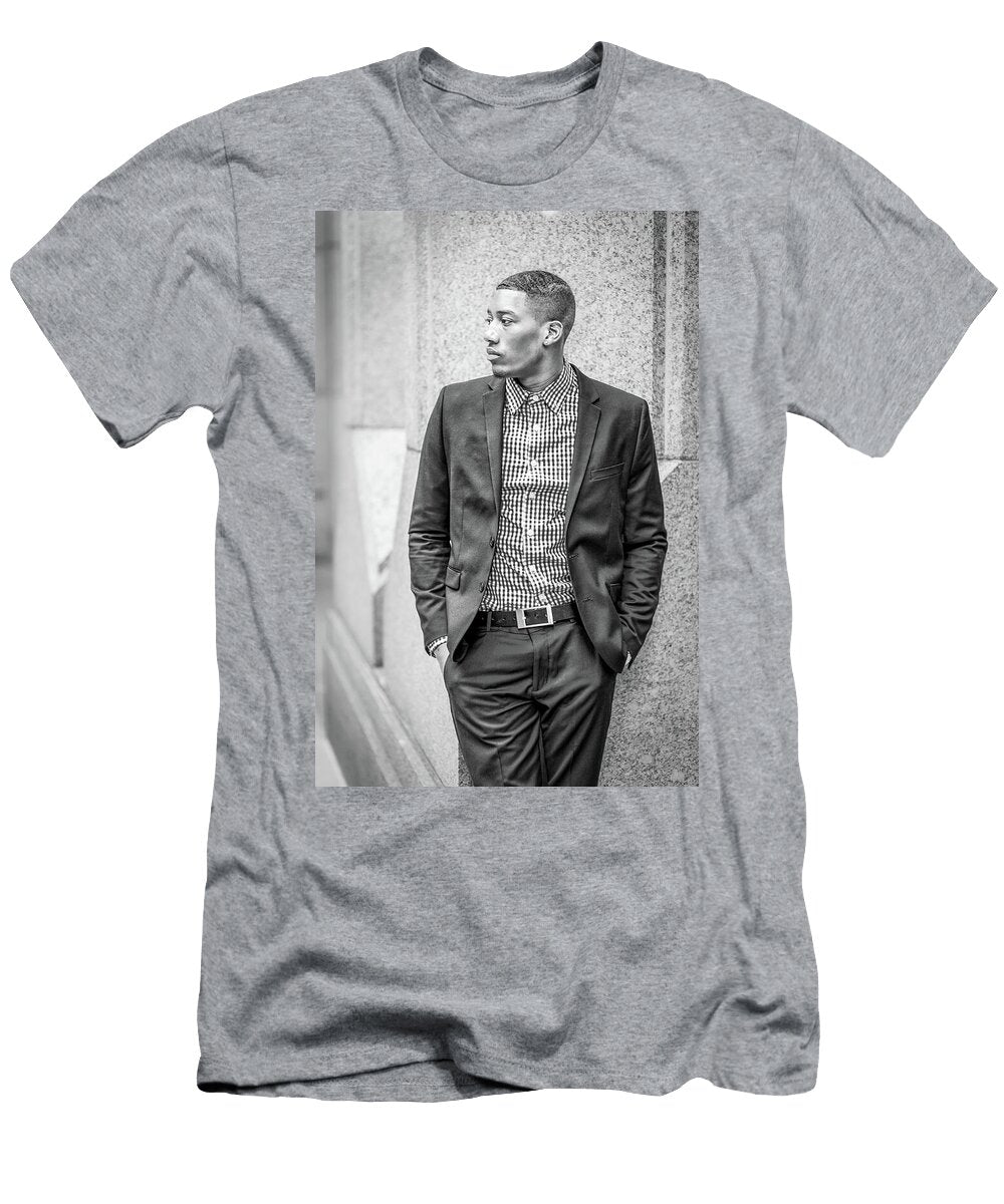 Between Streets and Silence Man in Suit Leaning Against Wall Xiao Cai T-Shirt