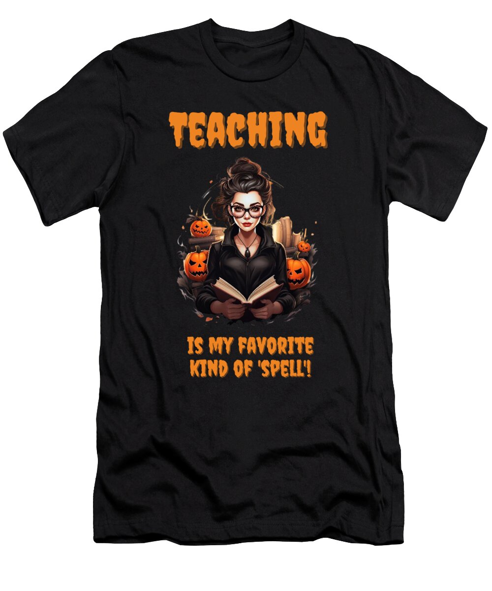 Bewitching Female Teacher School Halloween Licensed Ai Art T-Shirt